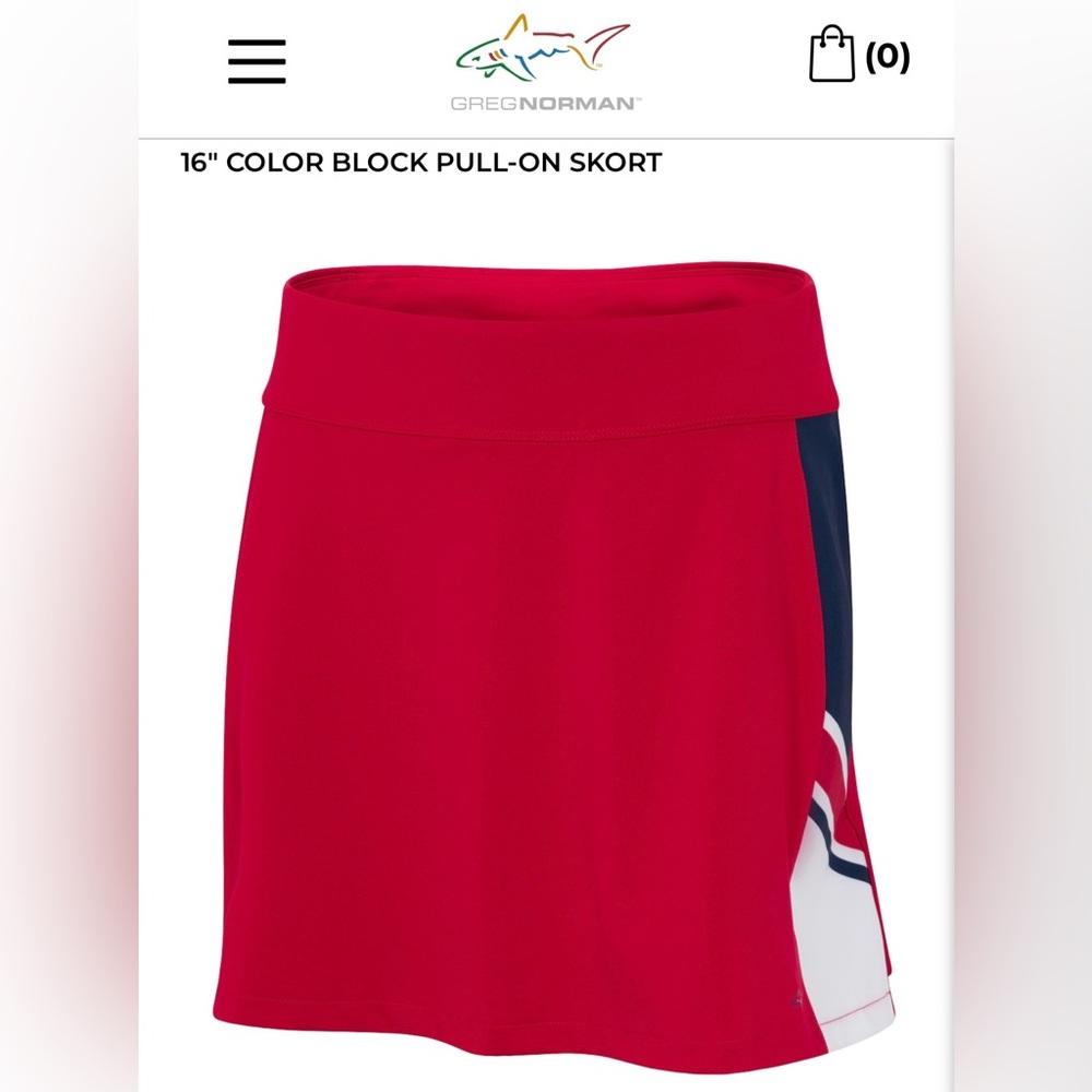 Greg Norman Collection Red and Blue 16” Color Block Mini Skirt